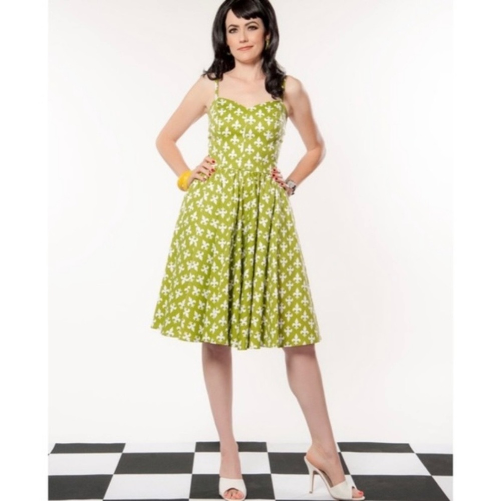 Pinup Couture green Fleur de Lis Audrey dress